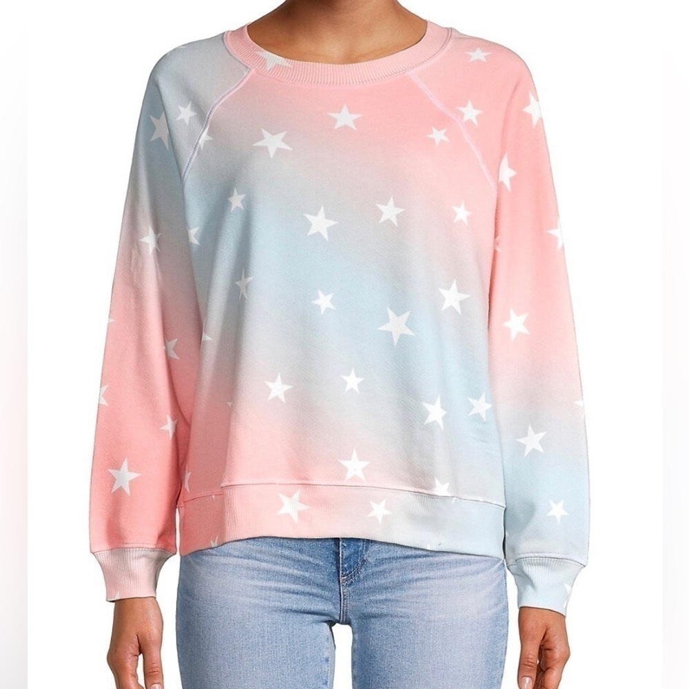 Nwt Wildfox Ombré Star Patterned Long Sleeve Crewneck Sweatshirt Women’s S
